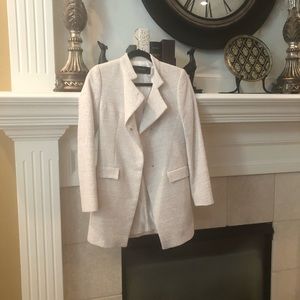 Zara Crossover Frock Coat, Weave Blend (in Ivory)